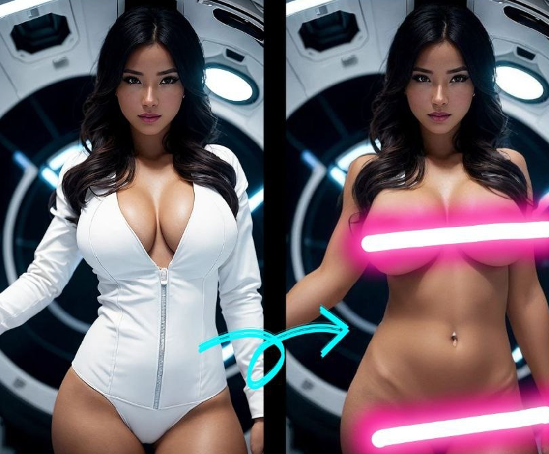 пример как раздевает нейросеть Smart Nudes
