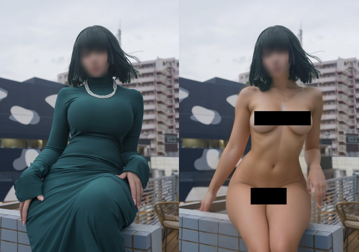 девушка раздетая нейросетью Nudejorney